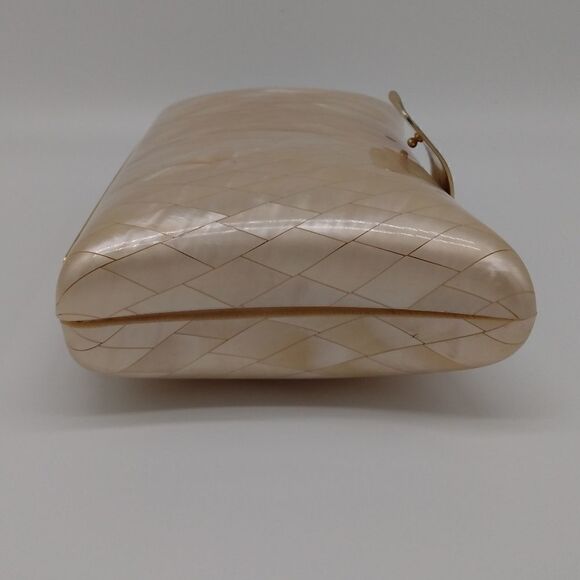 VINTAGE LISETTE Rare 1950s Blush Mother of Pearl & Lucite Clutch Gold Hardware - Picture 2 of 16